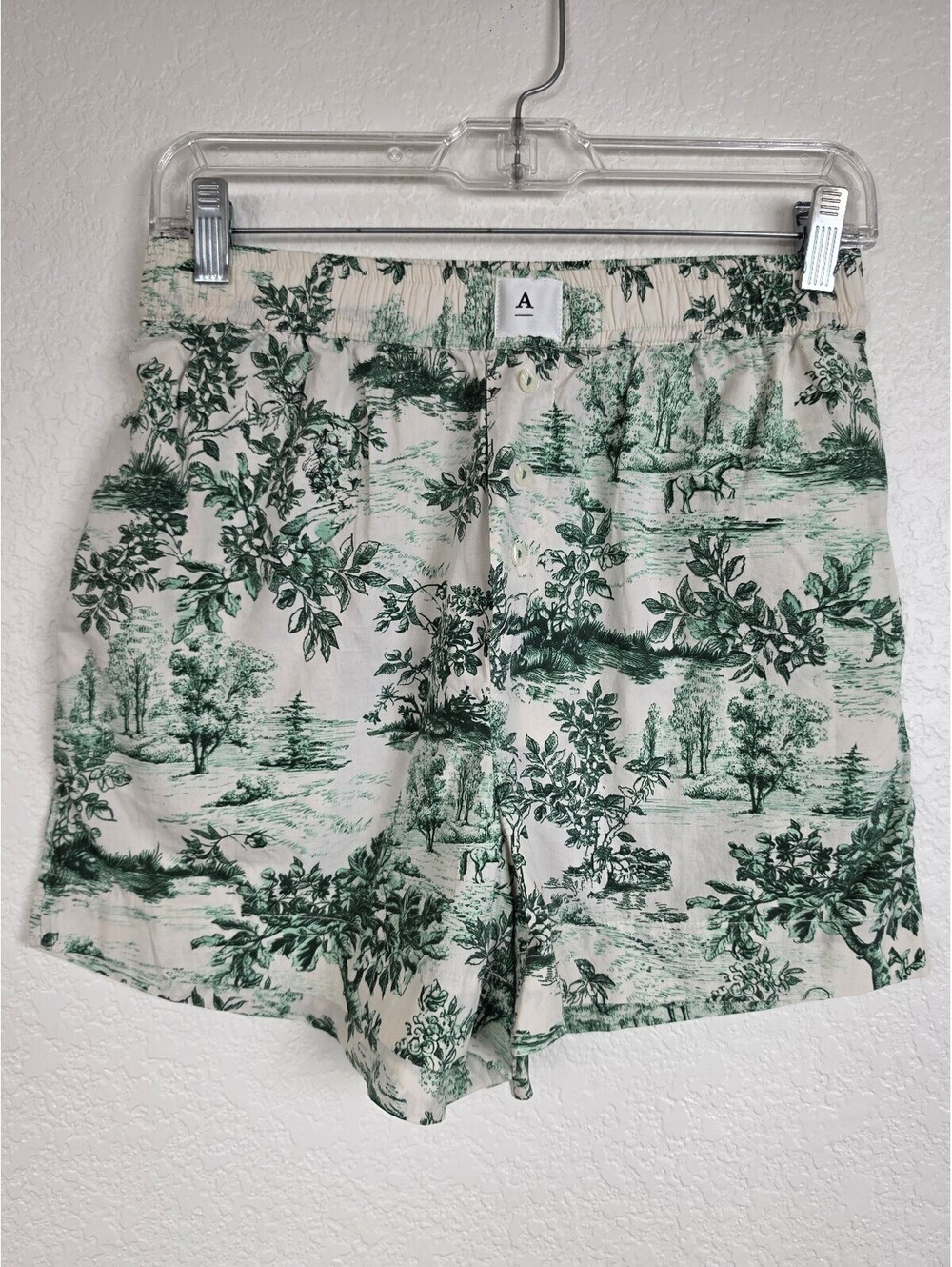 NWT Anthropologie Green Print Cotton Shorts XS